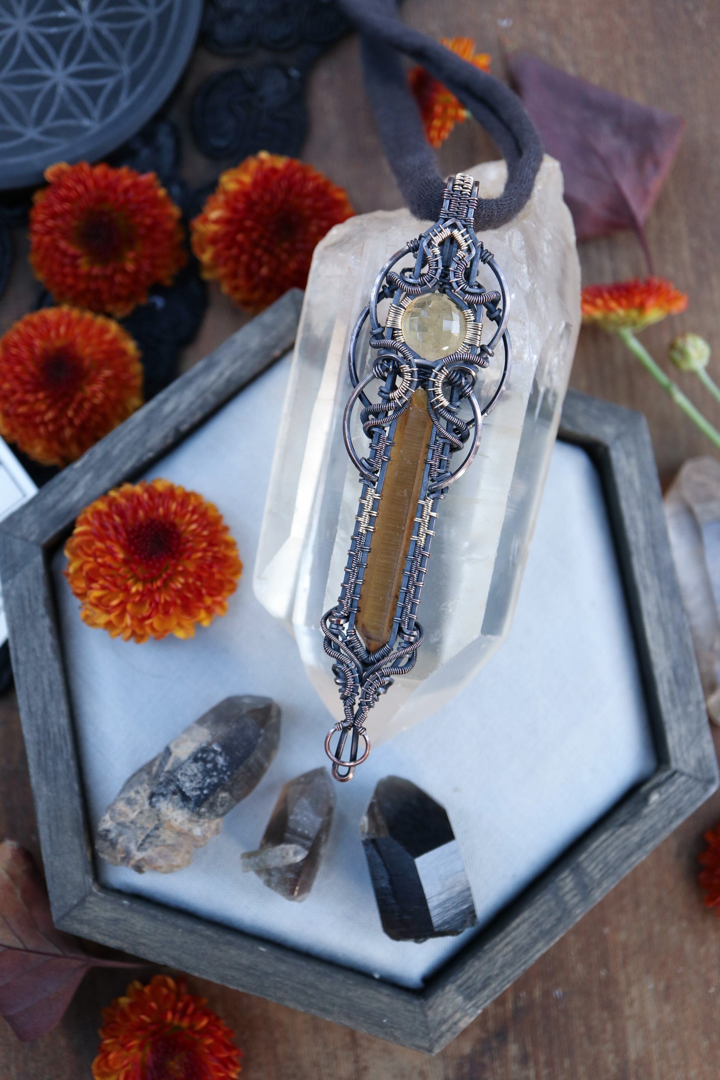 Zambian Smoky Citrine in Copper and Gold