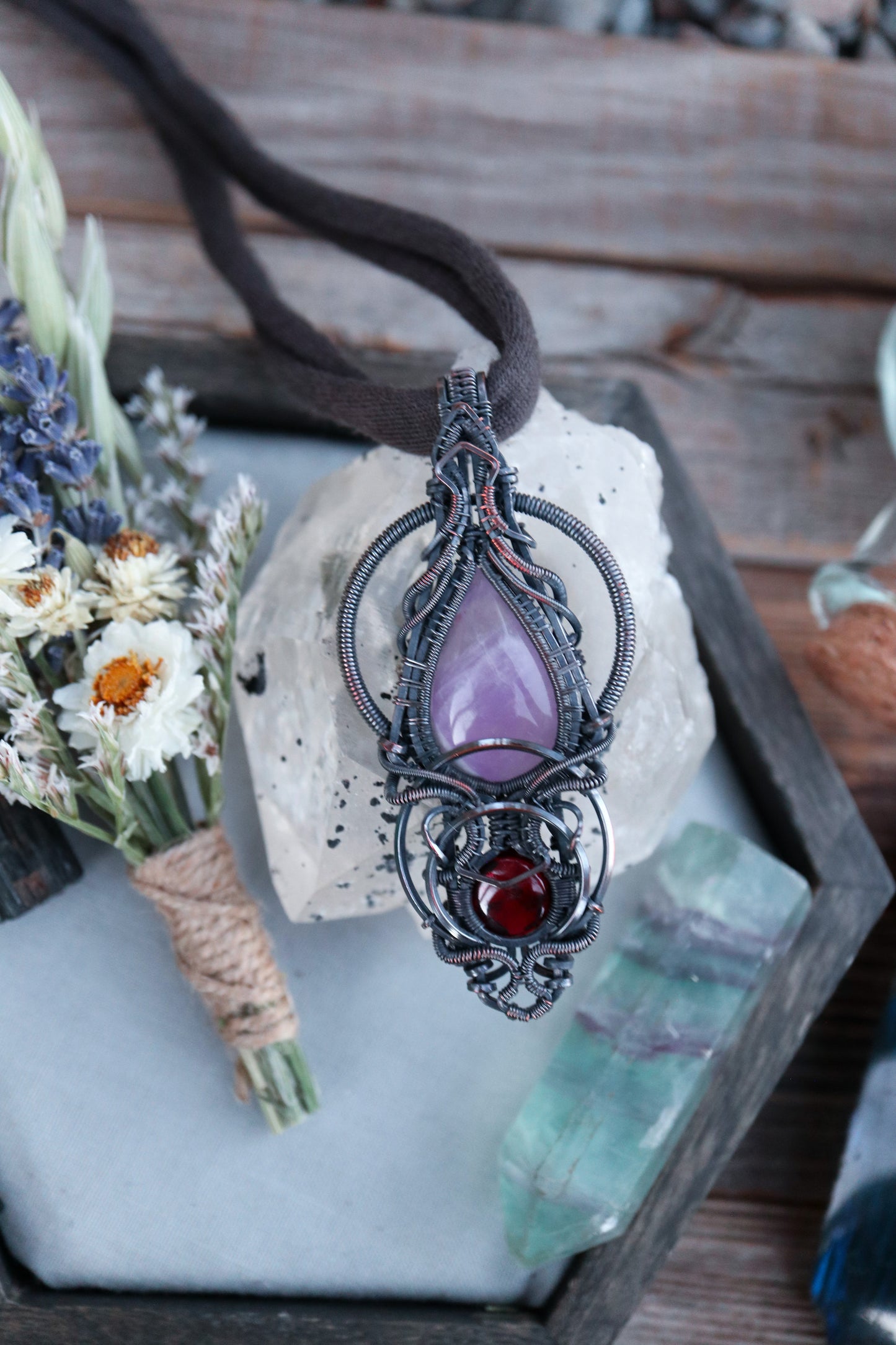 Amethyst and Garnet in Copper