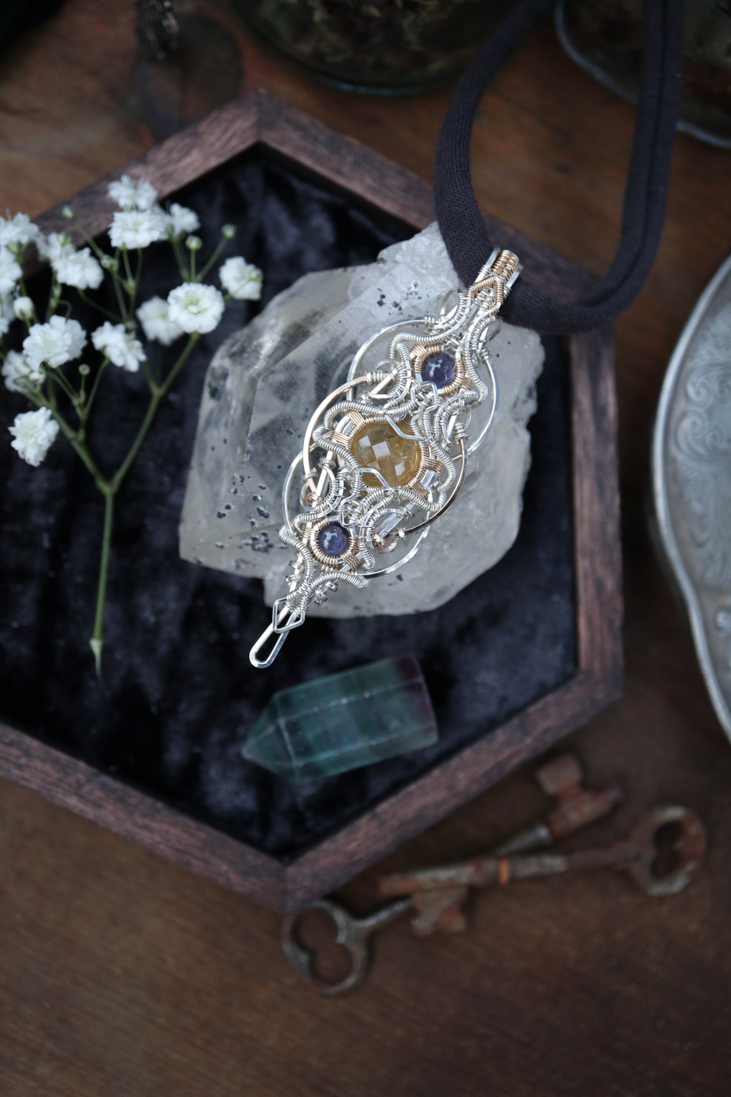 Citrine and Iolite in Silver and Gold