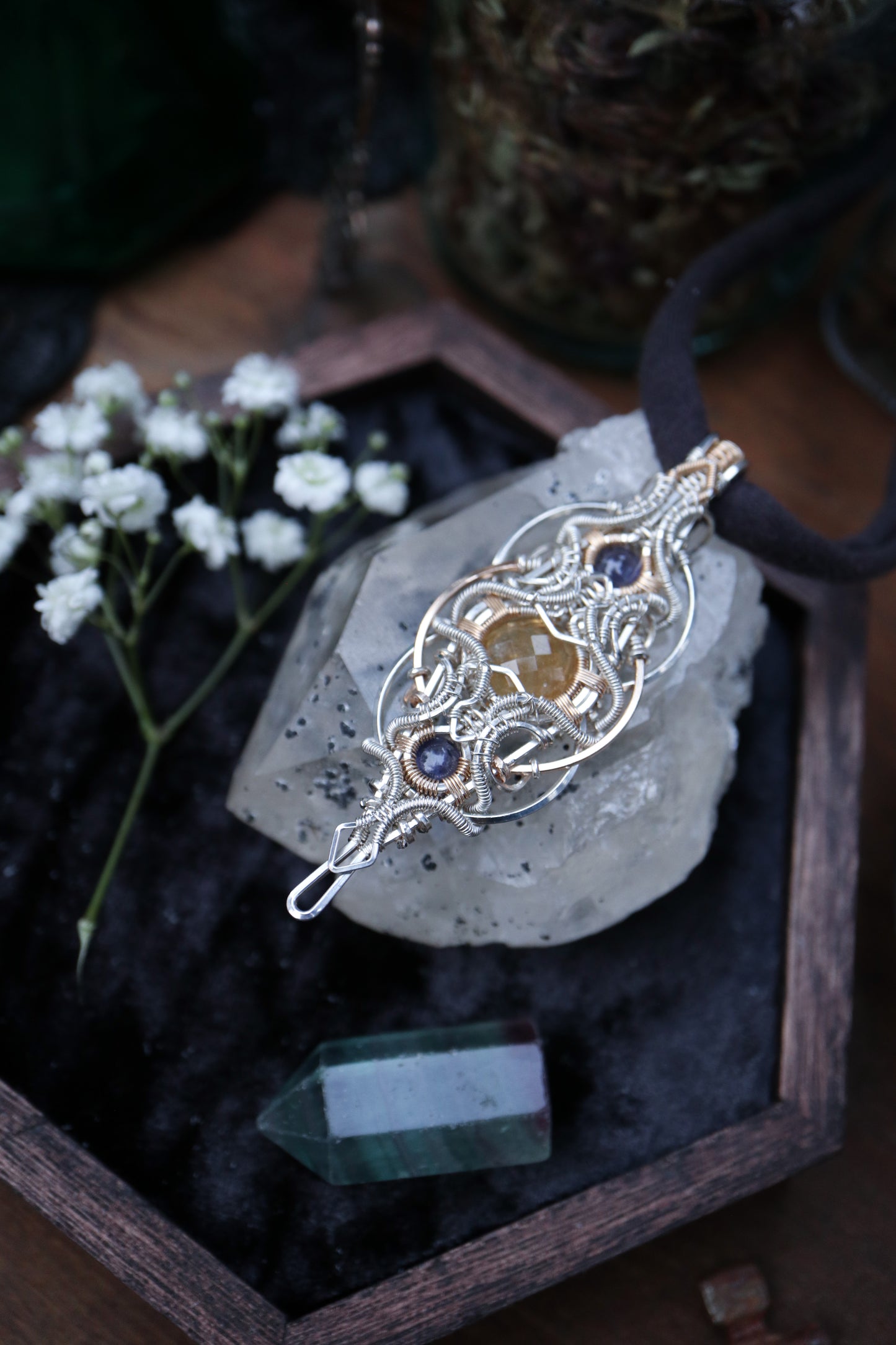 Citrine and Iolite in Silver and Gold