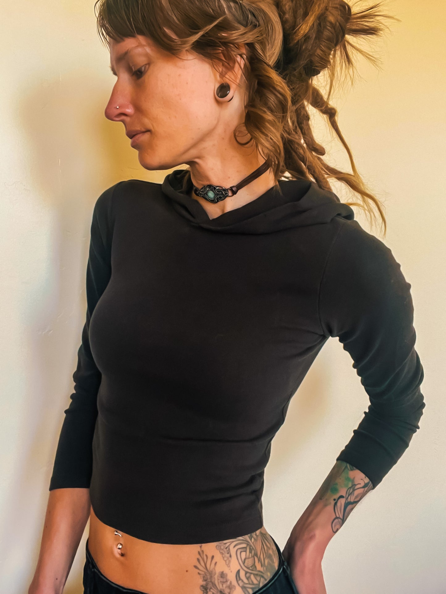 Labradorite set in Copper on Leather Choker