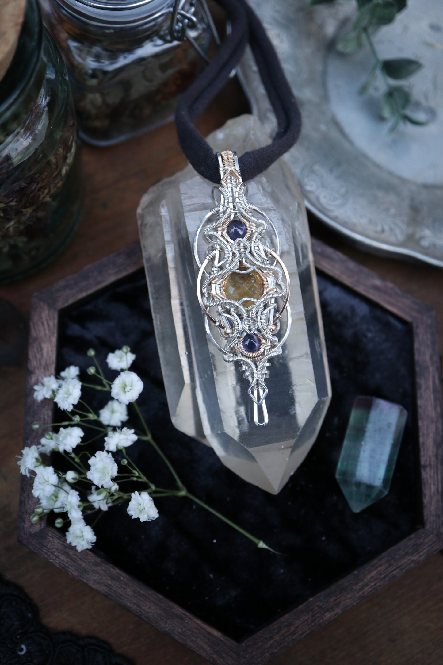 Citrine and Iolite in Silver and Gold
