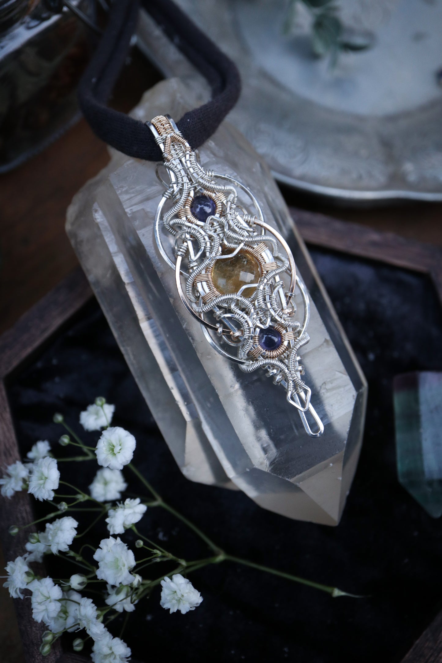 Citrine and Iolite in Silver and Gold