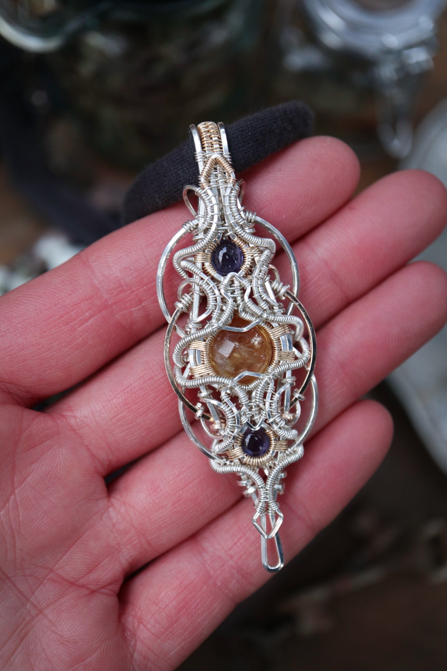 Citrine and Iolite in Silver and Gold