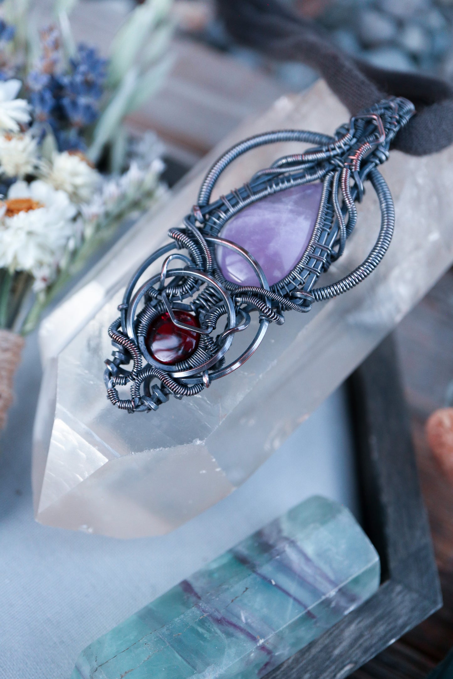 Amethyst and Garnet in Copper