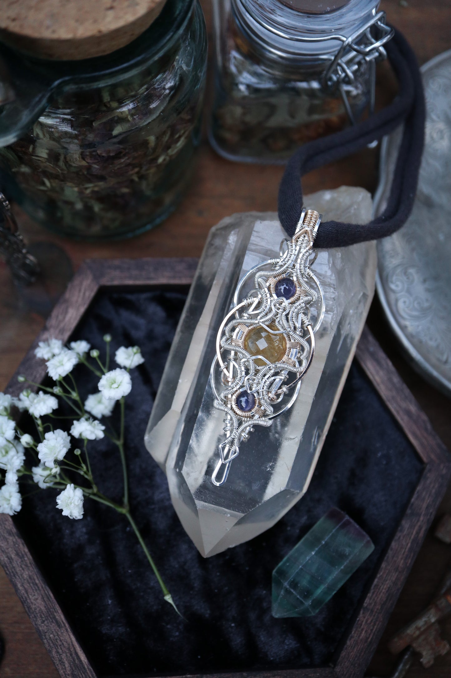 Citrine and Iolite in Silver and Gold