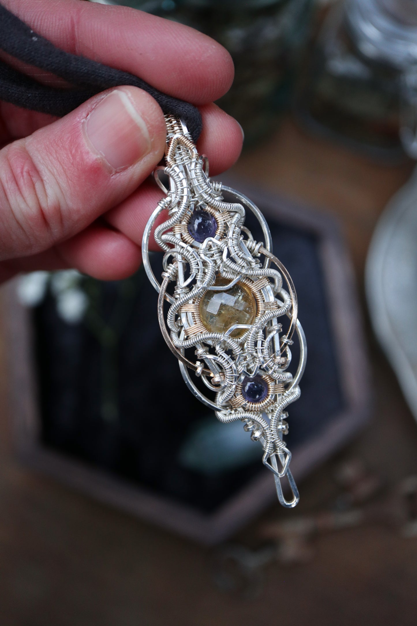 Citrine and Iolite in Silver and Gold