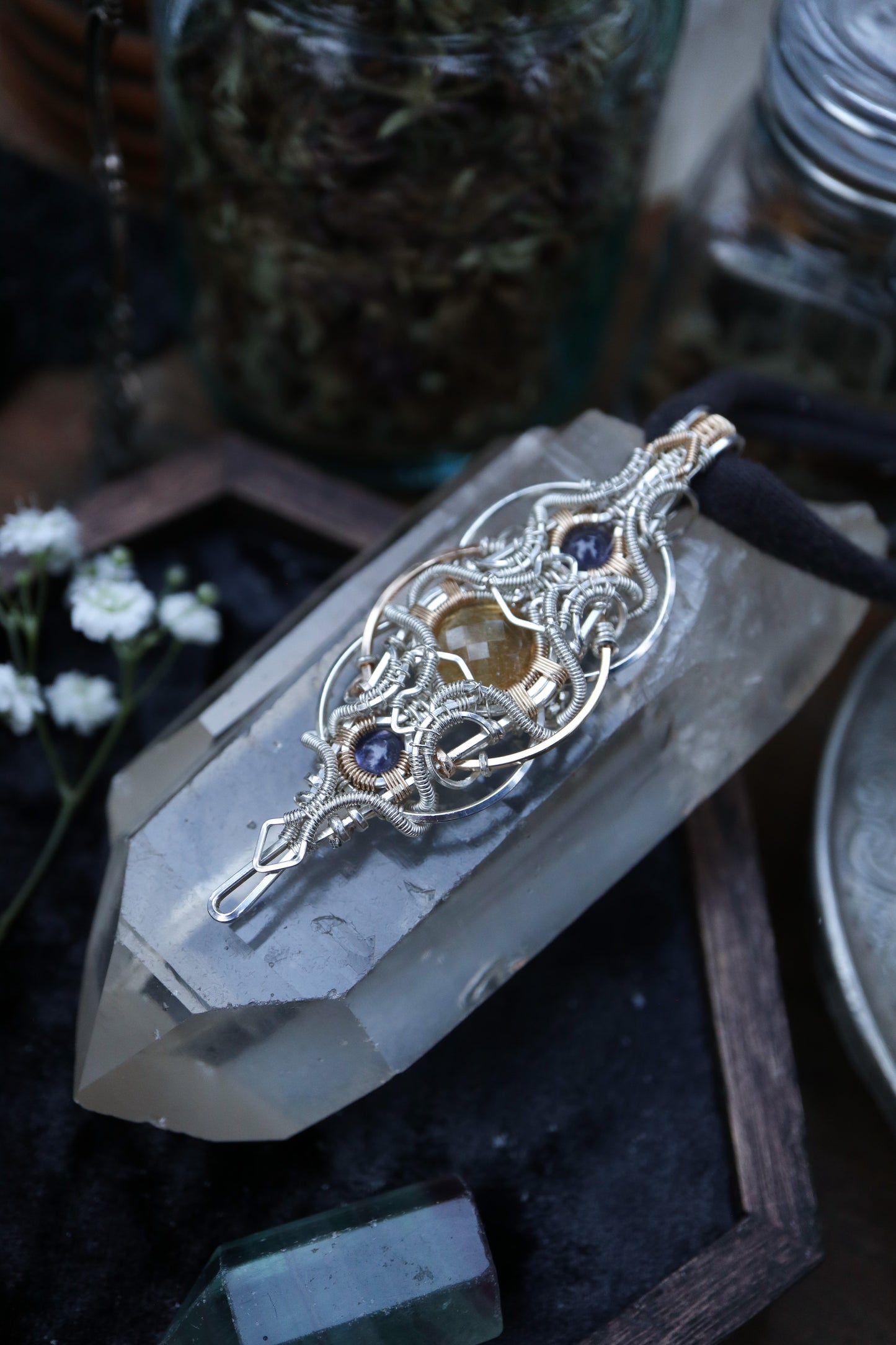 Citrine and Iolite in Silver and Gold