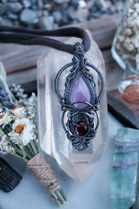 Amethyst and Garnet in Copper