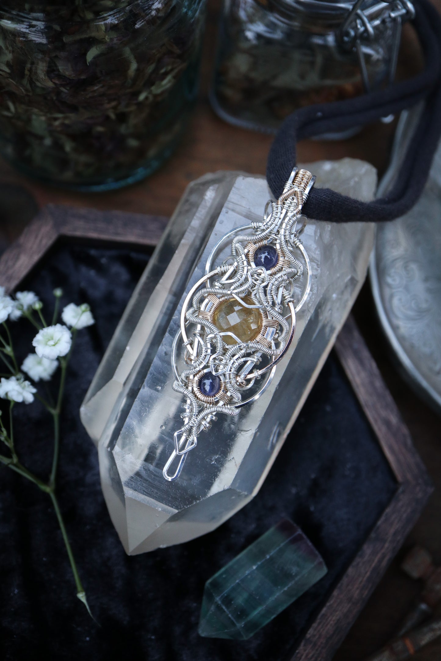 Citrine and Iolite in Silver and Gold