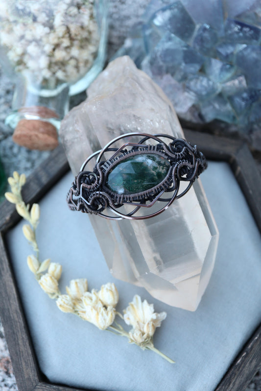 Moss Agate Copper Bracelet S/M